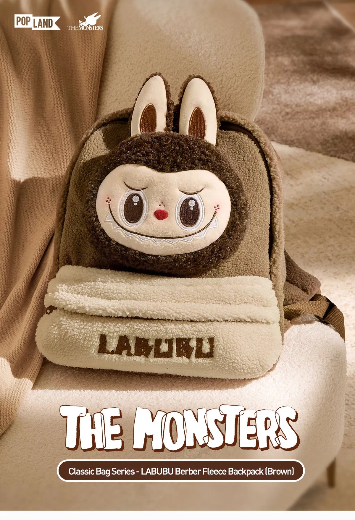 Classic Bag Series-LABUBU Berber Fleece Backpack (Brown)