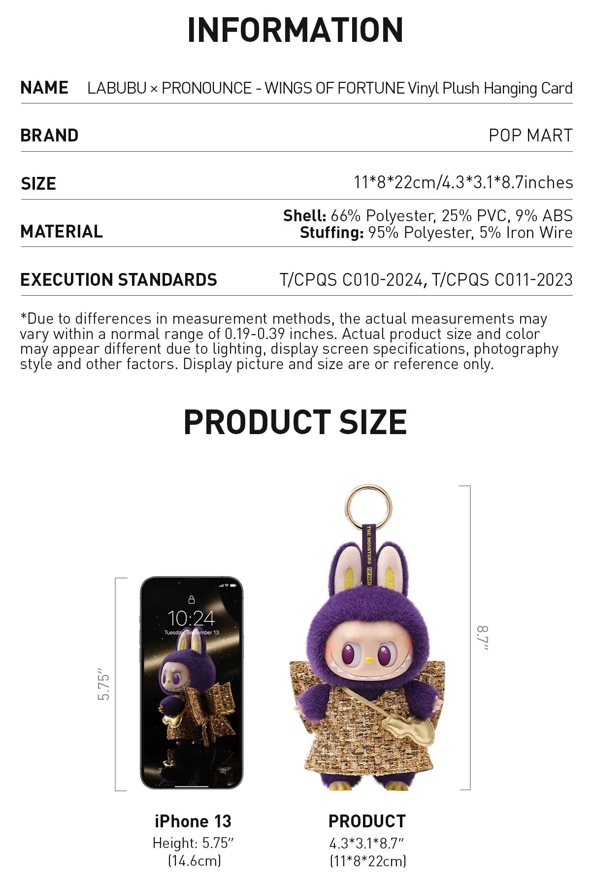 LABUBU × PRONOUNCE - WINGS OF FORTUNE Vinyl Plush Hanging Card